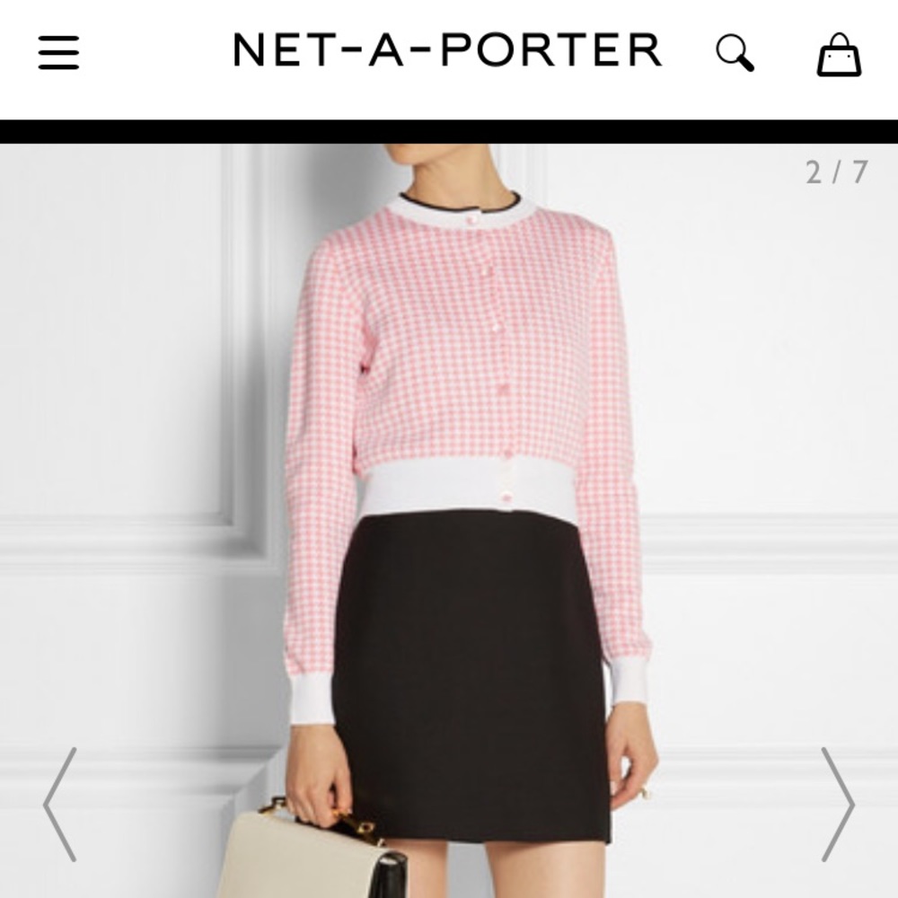 $685 Miu Miu cropped Houndstooth cardigan - Picture 6 of 8